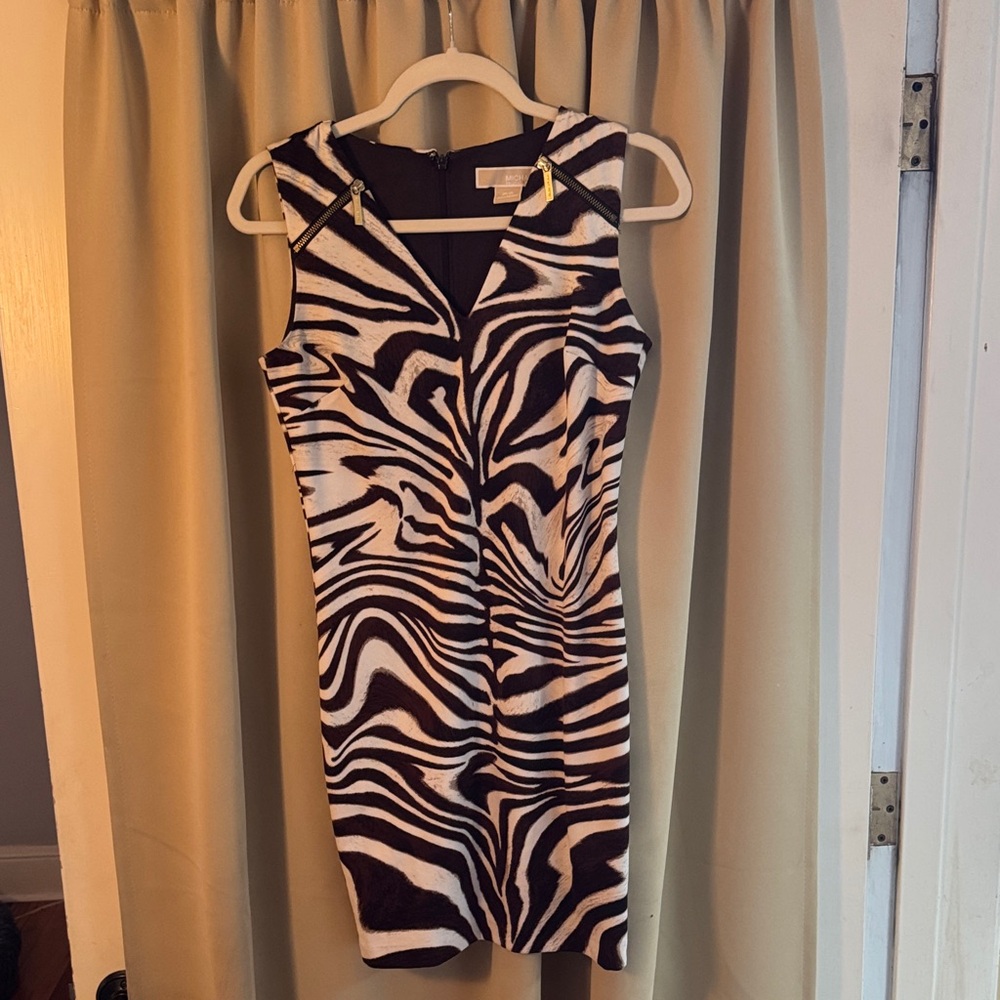 Michael Kors Black and White Zebra Mini Dress